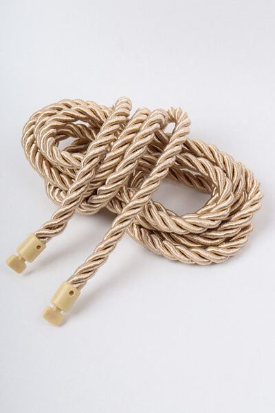 PerdeClick Beige Color Classic Cord Double Breasted Tulle Curtain Background Collection Rope 400 Cm