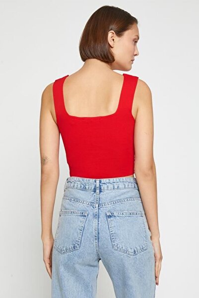 Koton Women's Thick Strap Square Collar Crop Undershirt 3wak30017ht