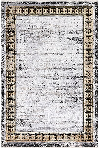 İpek Halı Erva 18114 200x300 Krem Gold Siyah Modern Salon Halısı