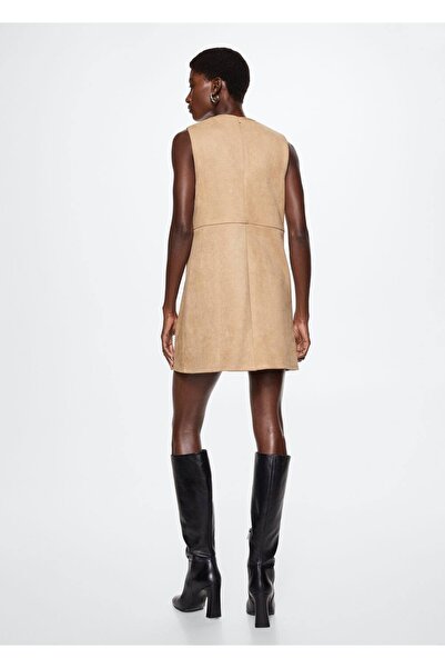 MANGO Woman Düz Kesim Süet Elbise