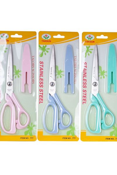Taksun Professional Tailor Scissors 23cm Assorted Pastel Colors with Protection Case