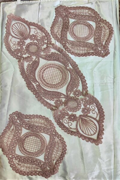 Çt Çeyizci Tekstil 3 Parça Masa Örtüsü, 3 Parça Salon Oda Takımı, Dantelli 3 Parça Oda Takımı