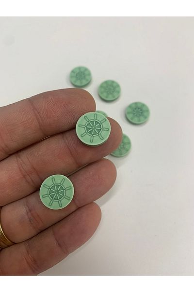 Rengarenk tuhafiye ve hobi Button Antique Green Button Custom Painting 1.5x1.5cm 10 Pieces
