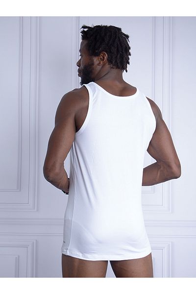 Blackspade قميص داخلي رجالي باللون الأبيض بحزام واحد باللون الفضي 94% Modal 9305 Singlet