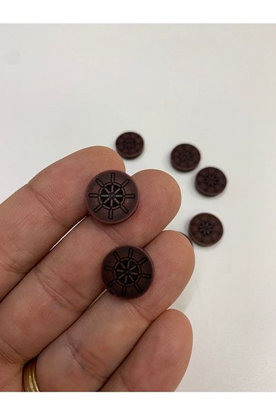 Rengarenk tuhafiye ve hobi Button Antique Claret Red Button Special Painting 1.5x1.5cm 10 Pieces