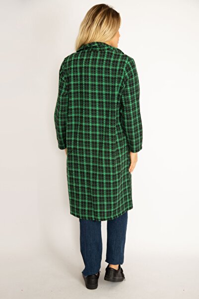 Şans Plus Size Jacket - Green - Oversize