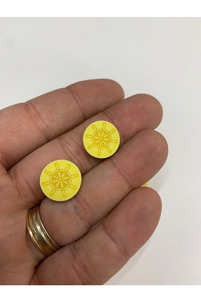Rengarenk tuhafiye ve hobi Button Antique Yellow Button Special Painting 1.5x1.5cm 10 Pieces