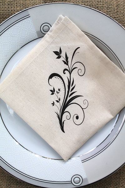 Emtory Home 6 Φυλλάδια σερβιρίσματος από φυσικό λινό με μοτίβο μαργαρίτας