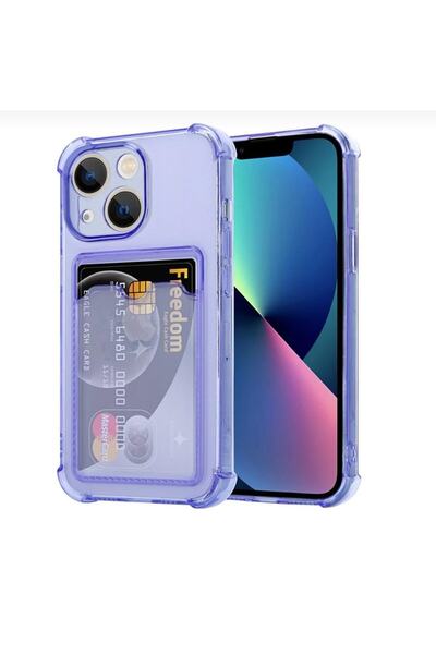BilişimGo Technology Iphone 14 Şeffaf Kartlıklı Köşe Korumalı Silikon Kılıf