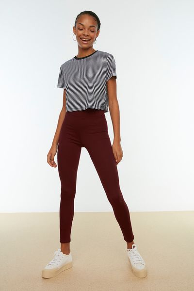 Heves Giyim Plus Size Flare Leg High Waist Brown Crepe Fabric Tights -  Trendyol