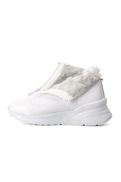 Park Moda White Line 844 White Water Repellent Γυναικείες μπότες χιονιού με γούνα στο εσωτερικό