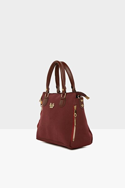Bagmori Claret Red Women's Vertical Double Zipper Nubuck Bag M000007678