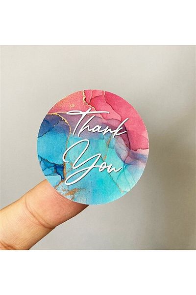 anka design Sticker Coated (4x4cm) 48 Pieces Thank You