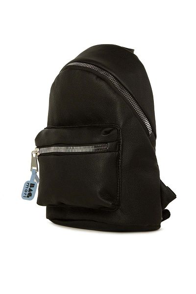 Bagmori Black Women's Thick Zippered Leather Backpack M000007665