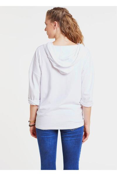 GEBE Kapüşonlu Beyaz Hamile Sweatshirtü Cruz