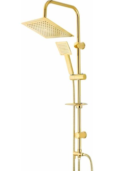 Fulcie Armatür Kare Gold Robot Duş Seti Yağmurlama Gold Tepe Duş Seti