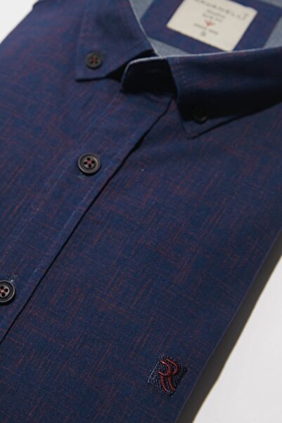 RAVANELLI Printed Burgundy Slim Fit Long Sleeve Shirt