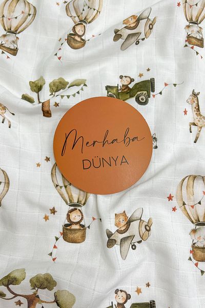 Tuğba Kuğu Newborn Muslin Blanket and Memory Cards Set - Turkish