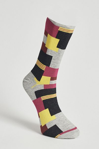 ALTINYILDIZ CLASSICS Men's Gray Burgundy Black Patterned Socks