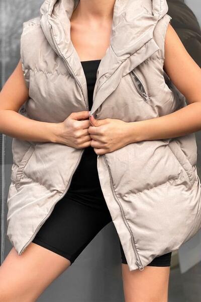 Noa Noa Women's Stone Hooded Oversize Boyfriend Puffer Vest