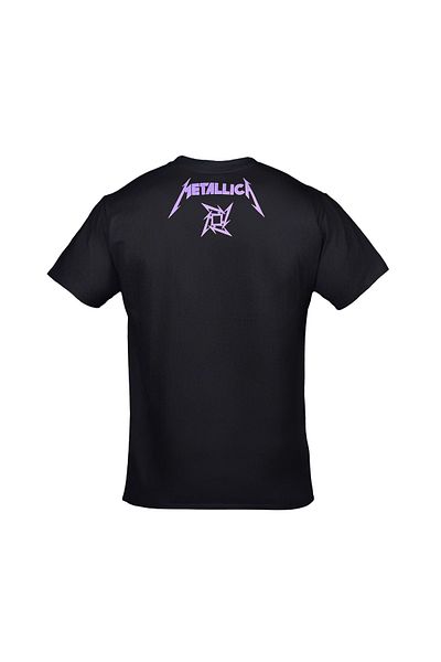 Orijin Tekstil Μαύρο μπλουζάκι Unisex με στάμπα Metallica Skull μπροστά και πίσω