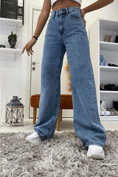 Trn JNS Santa Power Lycra Blue Snow Blugi din denim cu talie super înaltă Lycra