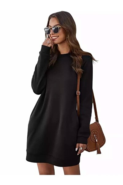 EZRA Bisiklet Yaka Çift Cep Tam Kışlık Kalın %100 Pamuk Relaxed Spor Kadın El...