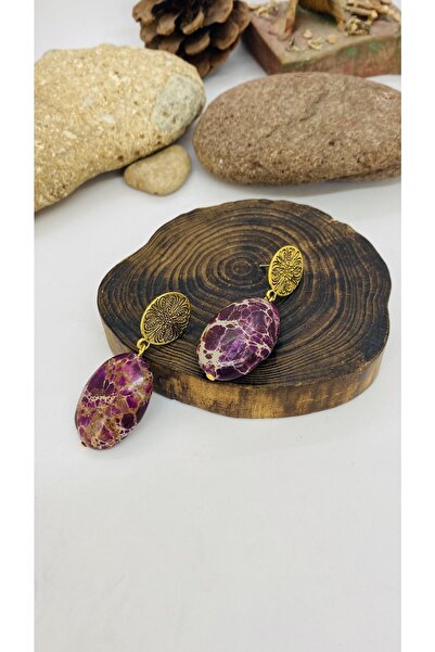 Porsuk Alternatif El Yapımı Etnik Otantik Hippi Bohem Doğal Taş Küpe