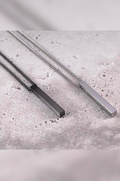 The Collection Prism Rod Design Women's Men's Black And Silver Steel Necklace Set of 2