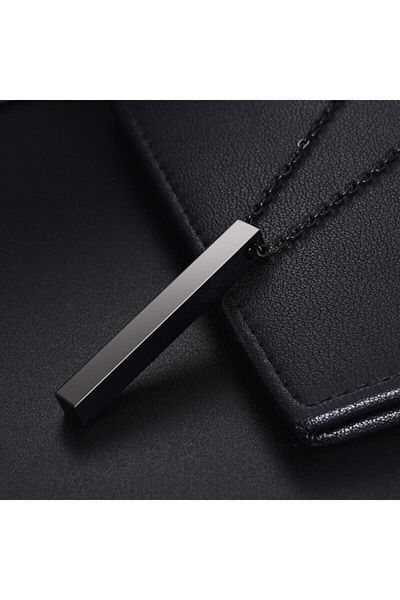 The Collection Prism Rod Design Women's Men's Black And Silver Steel Necklace Set of 2