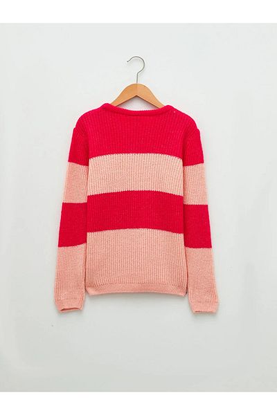 LC Waikiki Crew Neck Color Blocked Long Sleeve Girl's Knitwear Sweater