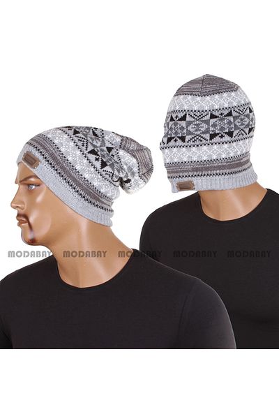 Groppa Forum Men's Beanie Gray Light Patterned Style Model 02150-32001