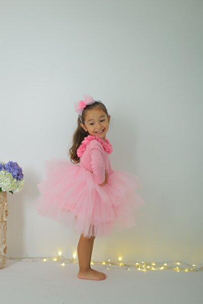 GNL BUTİK Kız Çocuk Çiçek Detaylı Elbise