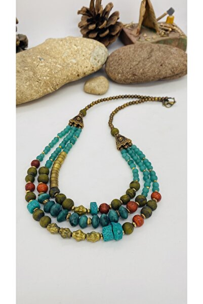 Porsuk Alternatif El Yapımı Etnik Otantik Hippi Bohem Hindistan Kolye