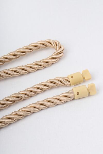 PerdeClick Beige Color Classic Cord Double Breasted Tulle Curtain Background Collection Rope 400 Cm