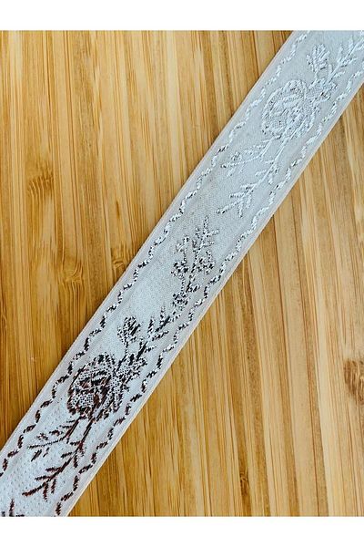 Öztürk Decorative Ribbon. 25mmx2meter. White. Silver Sim. No:2