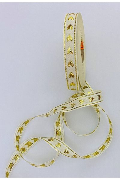 Öztürk Decorative Ribbon. 16mmx2meter. Cream. Yellow Glitter. No:12