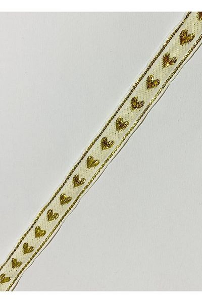 Öztürk Decorative Ribbon. 16mmx2meter. Cream. Yellow Glitter. No:12