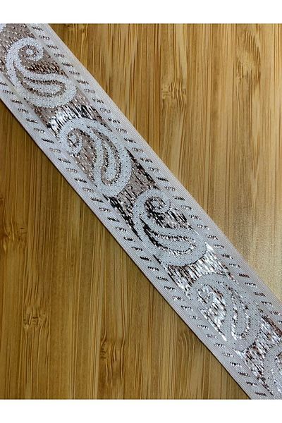 Öztürk Decorative Ribbon. 25mmx2meter. White. Silver Sim. No:1