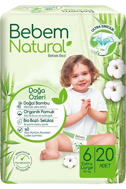 Bebem Natural Bebem Bebek Bezi Natural Beden:6 (15+kg) Ekstra Large