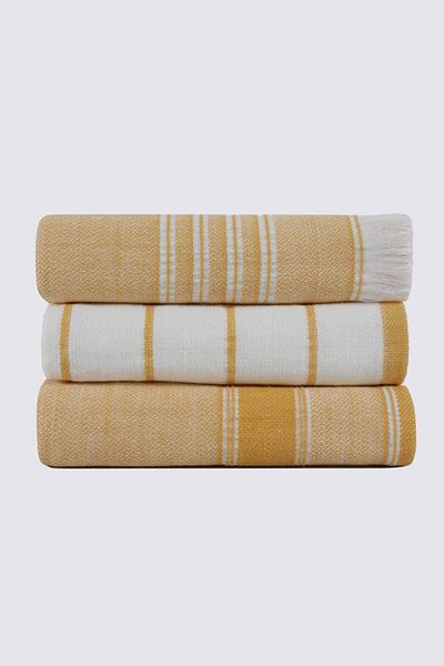 Ecocotton Set Prosoape Bucătărie Organic 3 Bucuri Elis Galben-crem 40 X 60 Cm.
