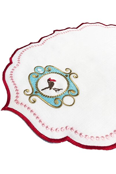 Peno Concept Love Birds 2'li Amerikan Servis (SUPLA) Nakışlı Gardenya Keten D...