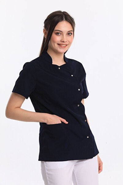 Wio Uniform Cosmos- Kadın Likralı Lacivert Doktor Hemşire Cerrahi Üniforma Üst