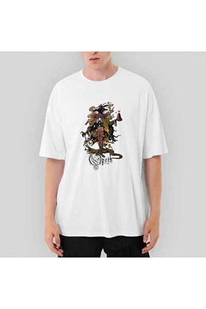 Z zepplin Tricou alb oversize Opeth Sketch