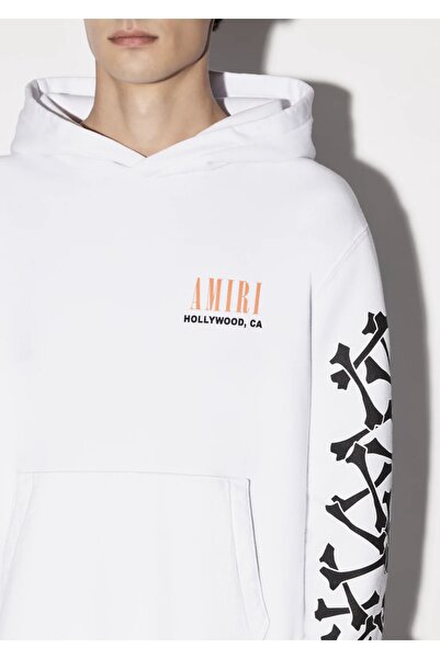 Amiri Bones Logo Loose Fit Beyaz Hoodie