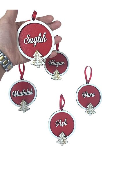 Yavuz Süs New Year's Wishes Tree Ornament (5 Pieces)