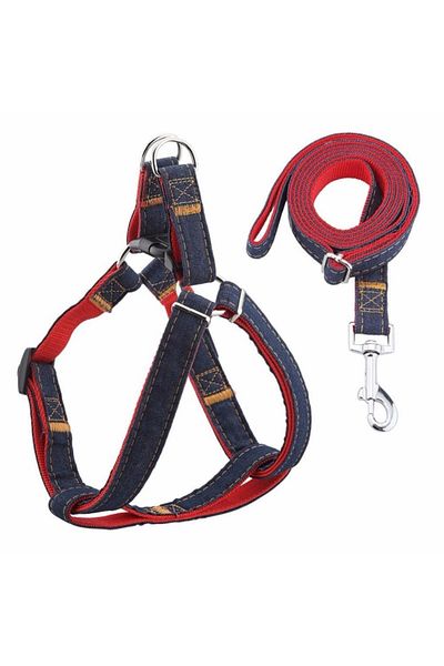 Ans 1119 Denim Patterned Travel 5-12kg Dog Chest Collar 1.5cm