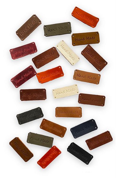 alfa tasarım atölyesi Genuine Leather Handmade Written Bag Label - Handmade Written Mixed Color (10 PCS)