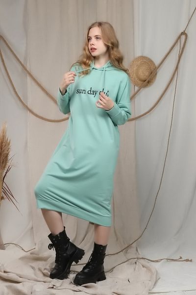 moda bahçesi Sunday Printed Two Thread Combed Cotton Dress