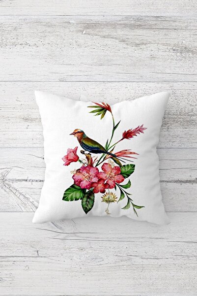 on the clouds Cactus Flower Bird Themed Hidden Zippered Throw Pillow Cover Sofa Pillow Cover Set (4pcs)